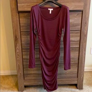 Leith stretchy, ruched long sleeve dress